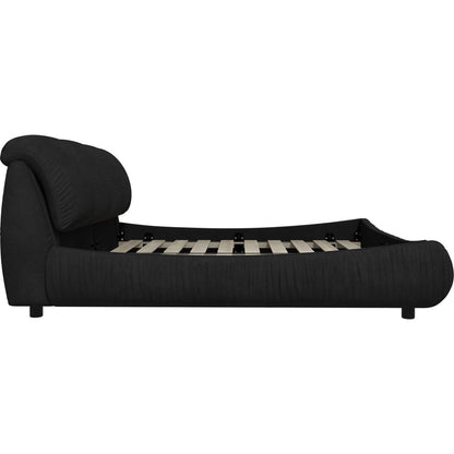 Queen Size Luxury Upholstered Platform Bed with Oversized Padded Backrest and Solid Wood Frame,suitable for Multiple heights of mattresses,Black