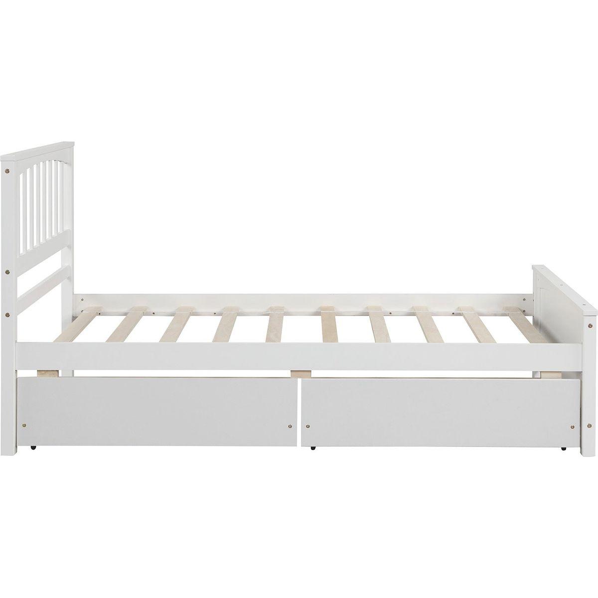 Twin size Platform Bed with Two Drawers, White