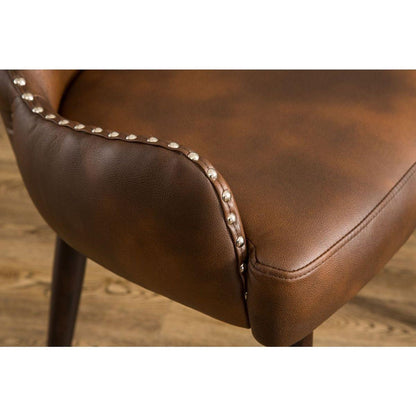 Viking Tufted Button Back barrel chair with Nailhead, Brown