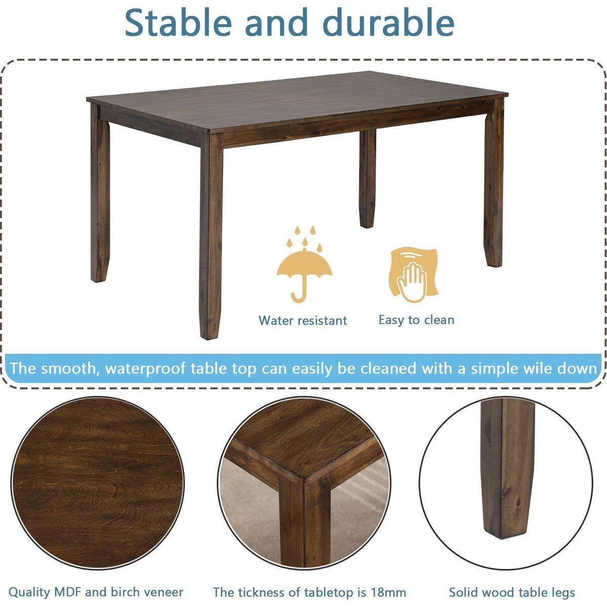 Wooden Dining Rectangular Table set for 4,Kitchen Dining Table for Small Space,Walnut