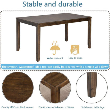 Wooden Dining Rectangular Table set for 4,Kitchen Dining Table for Small Space,Walnut