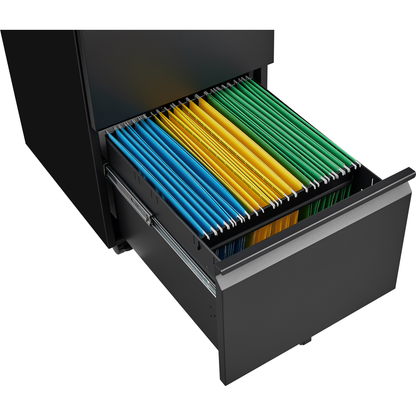 2 Drawer File Cabinet with Lock, Metal Under Desk Rolling Filing Cabinet fits Letter/Legal/A4 Size for Home Office, Mobile Filing Cabinet, Assemble Required, Black