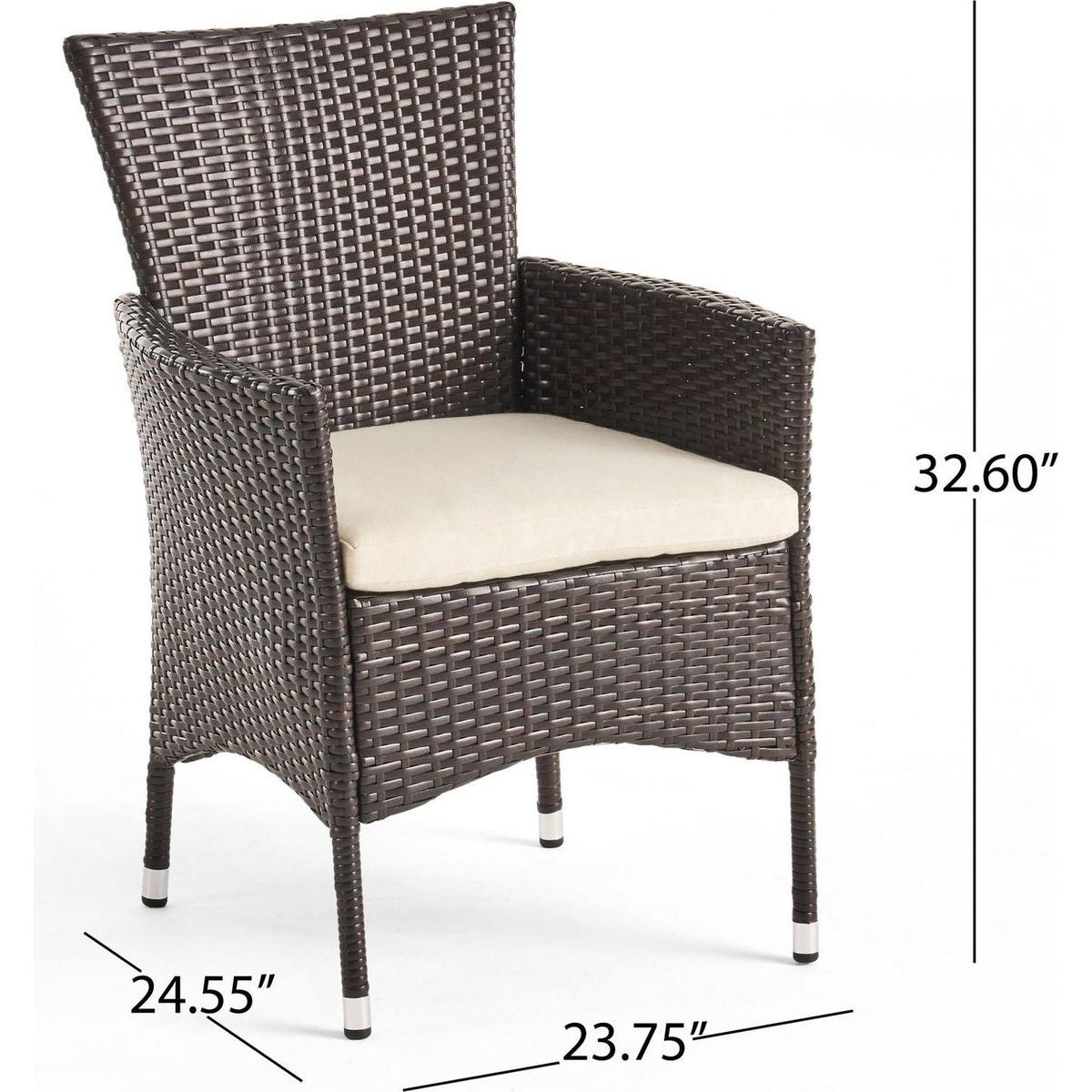 Clementine Outdoor Multibrown PE Wicker Dining Chairs (Set of 2)