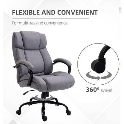 Vinsetto High Back Big and Tall Executive Office Chair 484lbs with Wide Seat, Computer Desk Chair with Linen Fabric, Adjustable Height, Swivel Wheels, Light Grey