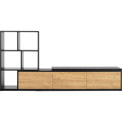 74.8"-126" Extendable TV Stand with 3 Tier Bookshelves for TVs up to 110", Adjustable Entertainment Center with Storage Cabinets, Sliding Tabletop Media Console for Living Room, Black