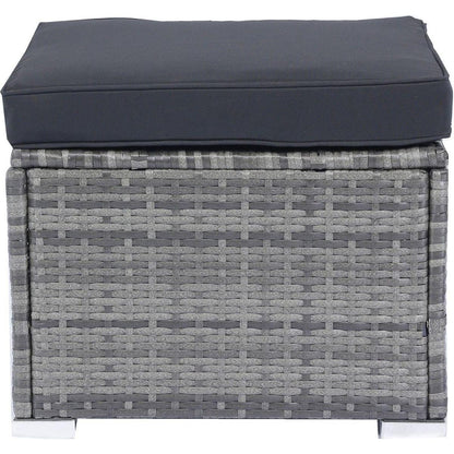 8 Piece Patio Sectional Wicker Rattan Outdoor Furniture Sofa Set with One Storage Box Under Seat and Cushion Box Grey wicker + Black Cushion + Clear Glass Top