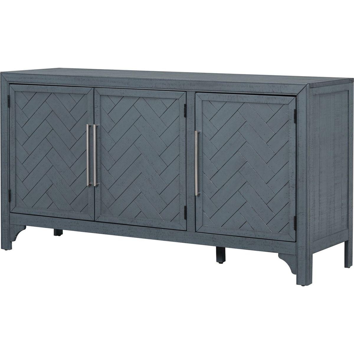 Designed Storage Cabinet Sideboard with MDF+Pine veneer, Adjustable Shelves, Suitable for Living Rooms, Entrance and Study Rooms.