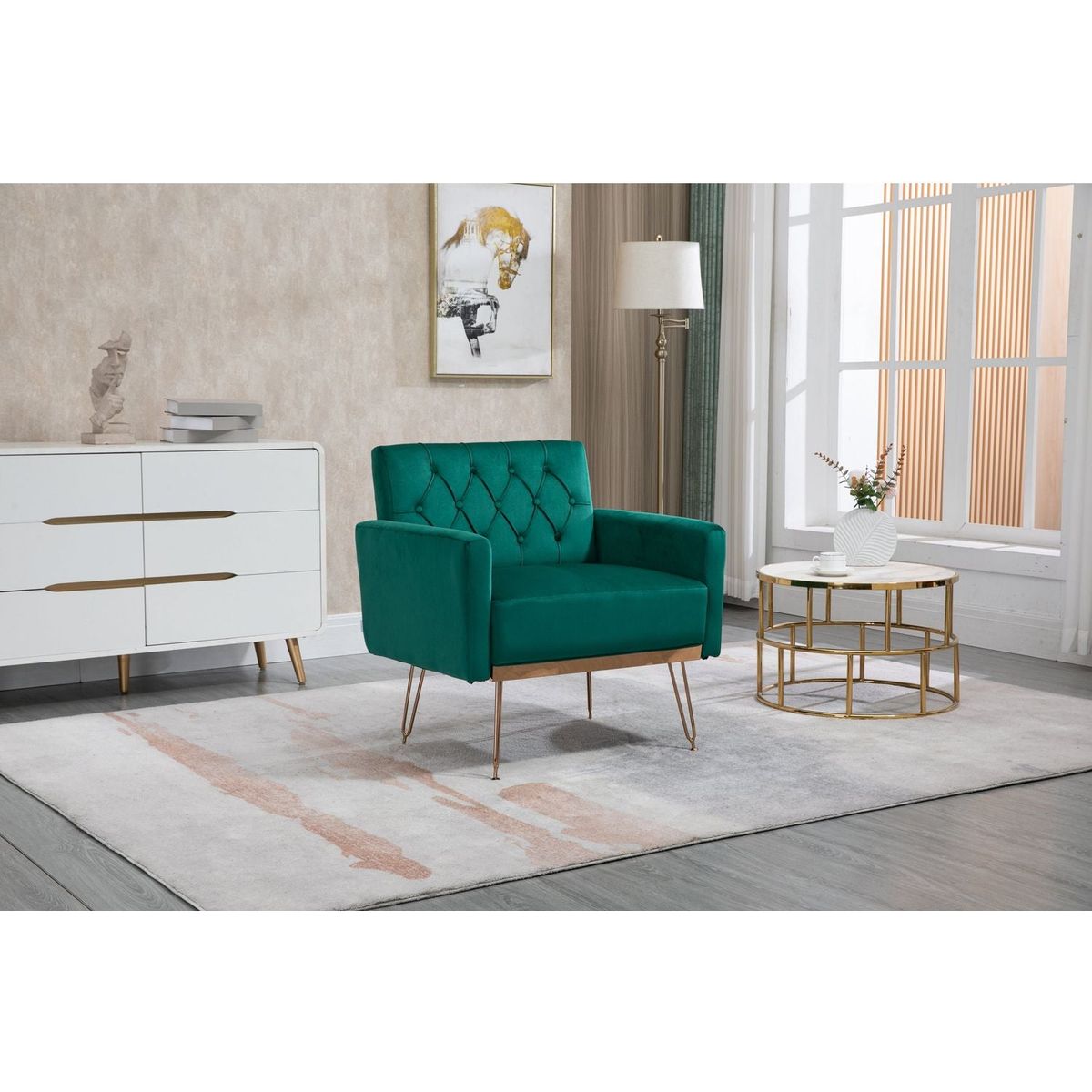 Accent Chair, leisure single sofa with Rose Golden feet