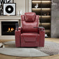 270 Degree Swivel PU Leather Power Recliner Individual Seat Home Theater Recliner with Surround Sound, Cup Holder, Removable Tray Table, Hidden Arm Storage for Living Room, Red