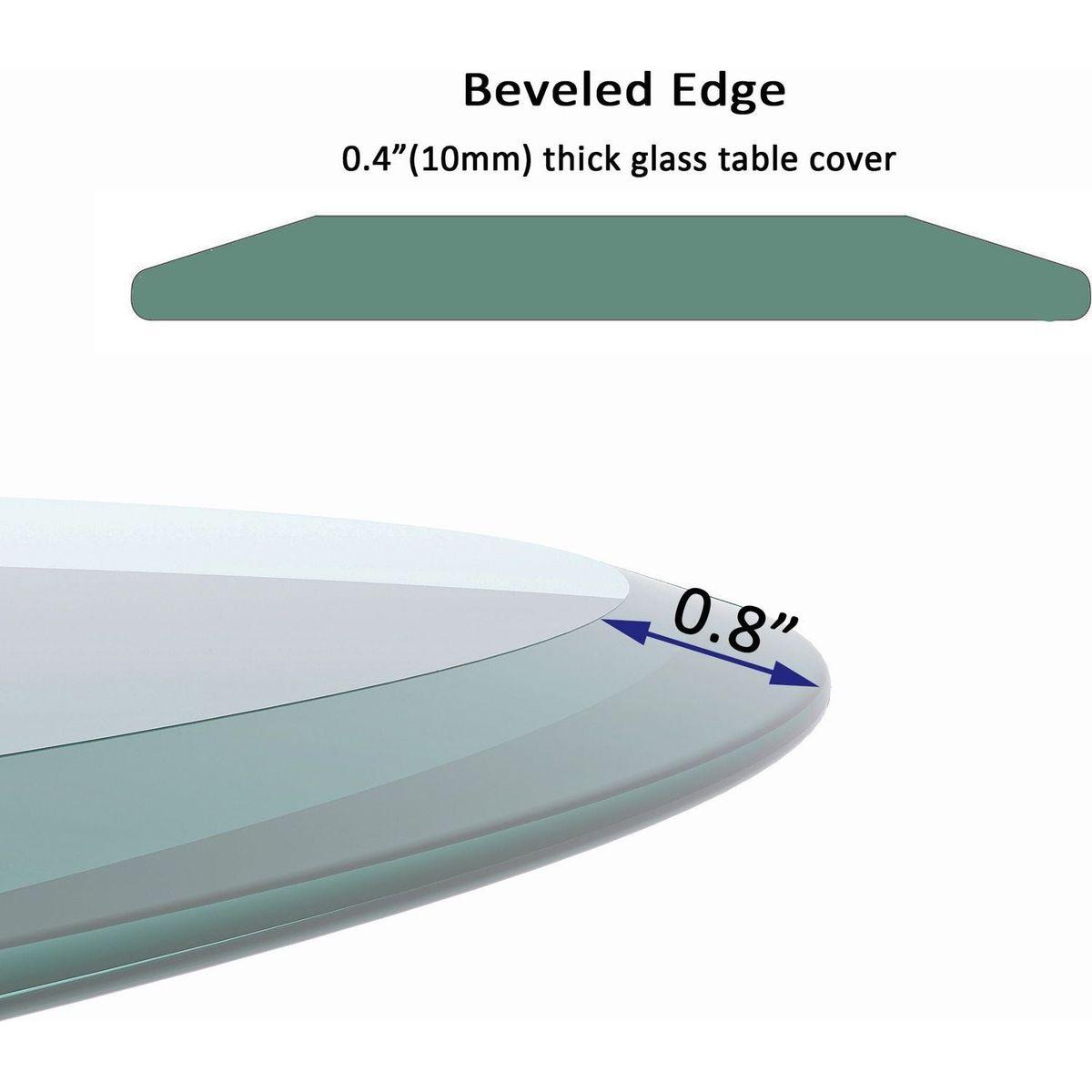 38.6" Inch Round Tempered Glass Table Top Clear Glass 2/5" Inch Thick Beveled Polished Edge