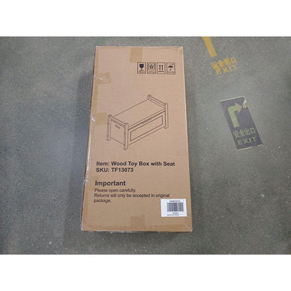 Kids Toy Box Chest, White Rubber Wood Toy Box for Boys Girls, Large Storage Cabinet with Cushion Seat Bench/Flip-Top Lid/Safety Hinge, Toy Storage Organizer Trunk for Nursery, Playroom