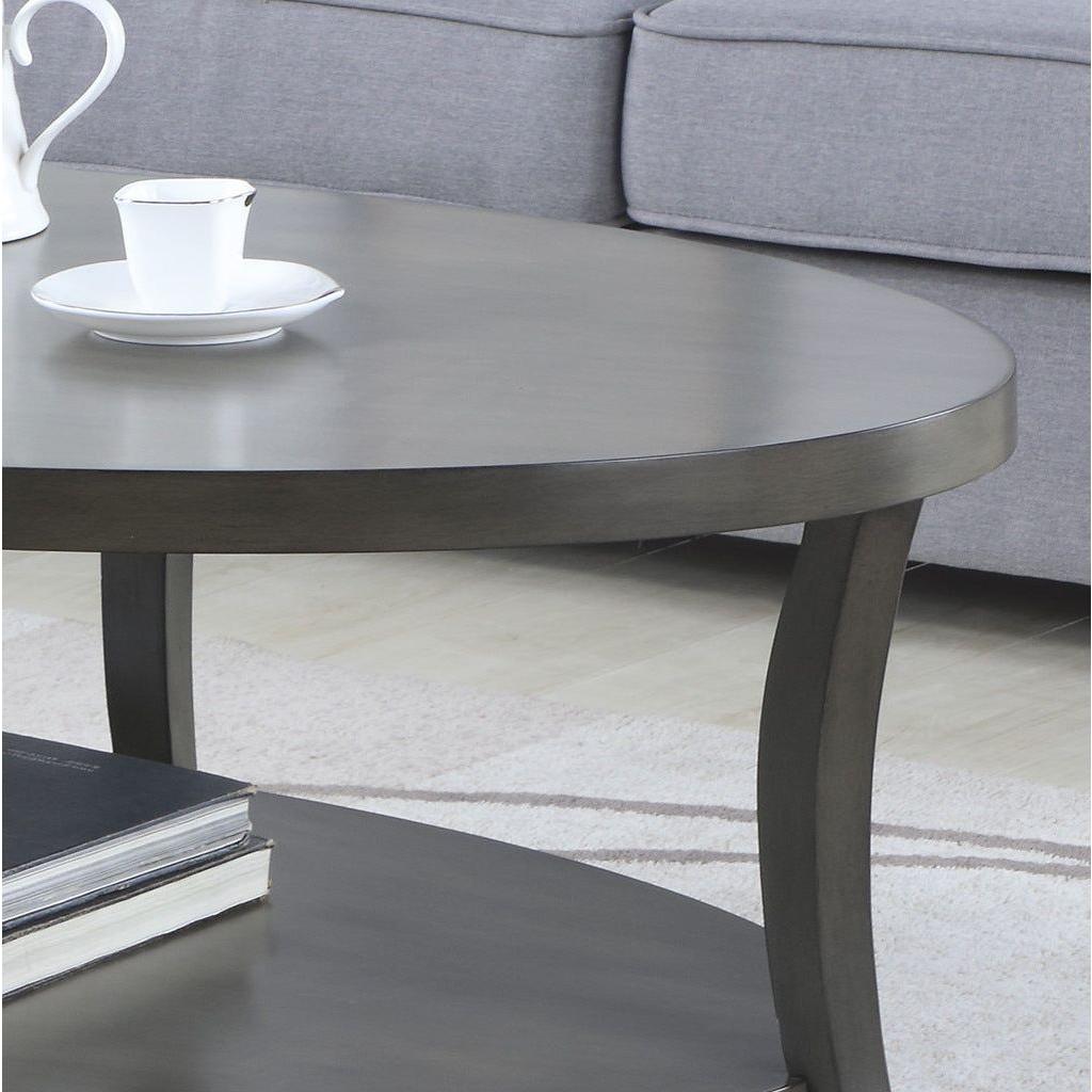 Perth Contemporary Oval Shelf Coffee Table Set, Gray