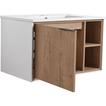 30" Floating Wall-Mounted Bathroom Vanity with Ceramics Sink & Soft-Close Cabinet Door