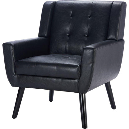 Modern Soft Leather Material Ergonomics Accent Chair Living Room Chair Bedroom Chair Home Chair With Black Legs For Indoor Home-Black PU