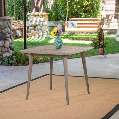 Outdoor Square Acacia Wood Dining Table with Straight Legs, Gray