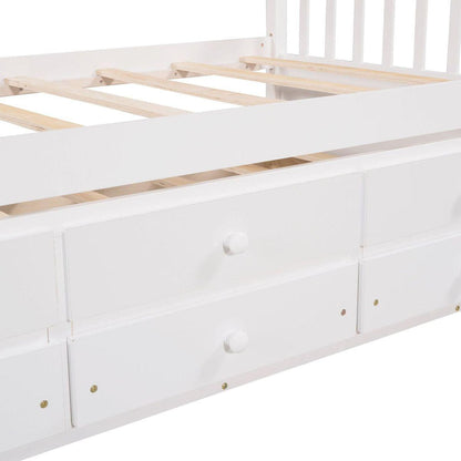 Daybed with Trundle and Drawers, Twin Size, White
