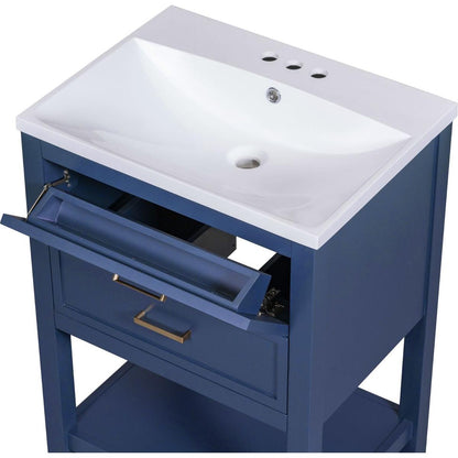 24" Bathroom Vanity with Top Sink, Modern Bathroom Storage Cabinet with 2 Drawers, Single Sink Bathroom Vanity