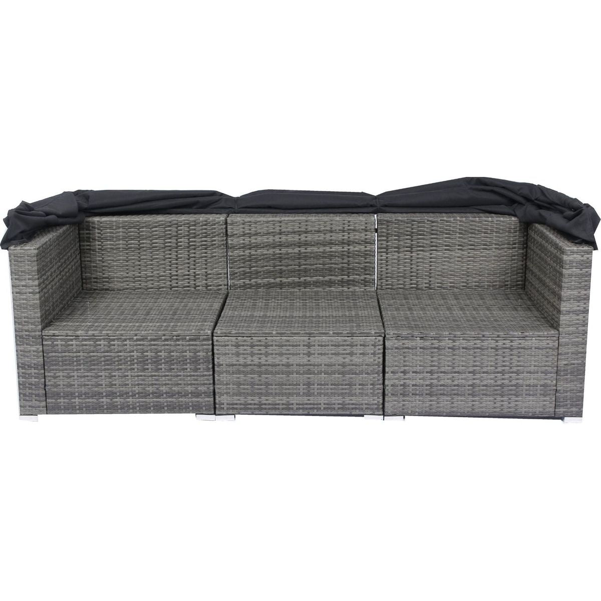 7-Piece Patio Furniture Set w/Retractable Canopy Wicker Rattan Sectional Sofa Set Patio Furniture with Washable Cushions for Lawn, Garden, Backyard, Poolside Grey wicker + Black Cushion