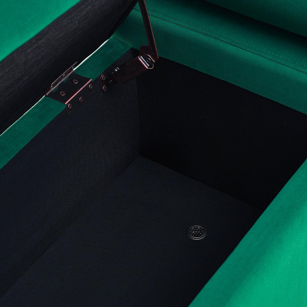 Elegant Upholstered Velvet Storage Bench with Cylindrical Arms and Iron Legs for Hallway Living Room Bedroom, Green