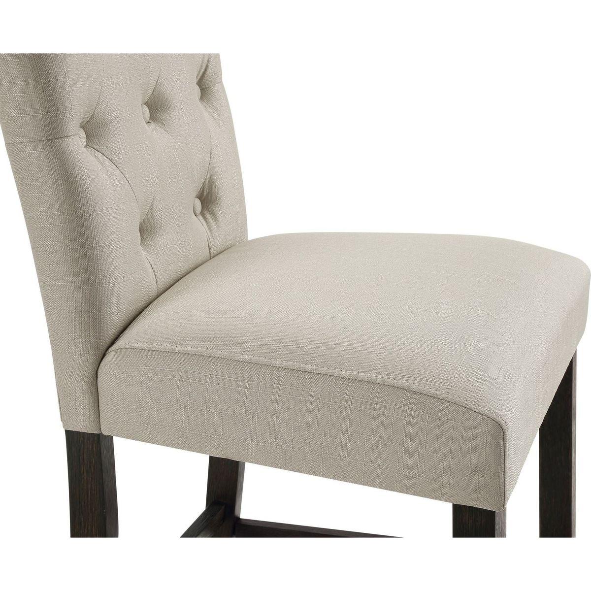 Leviton Solid Wood Tufted Asons Counter Height Stool, Set of 2, Tan