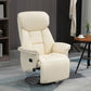 Manual Recliner Chair for Adults, Adjustable Swivel Recliner with Footrest, Padded Arms, PU Leather Upholstery and Steel Base for Living Room, Cream White