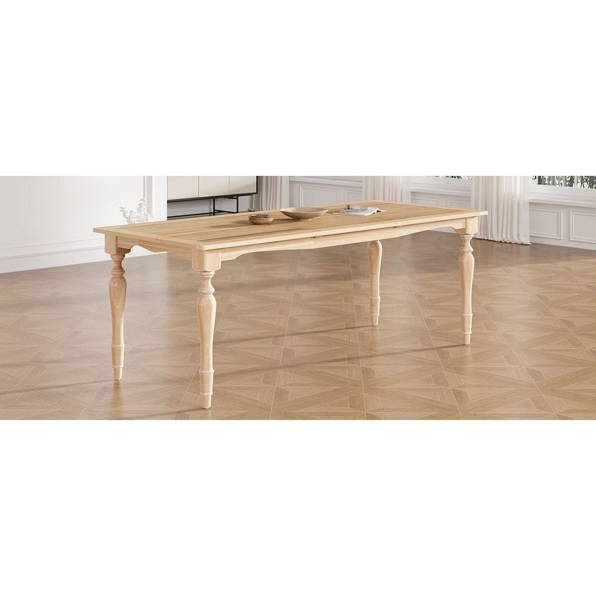 TOPMAX Vintage Traditional 82.7inch Extendable Dining Table with 23.6inch Removable Leaf, Natural