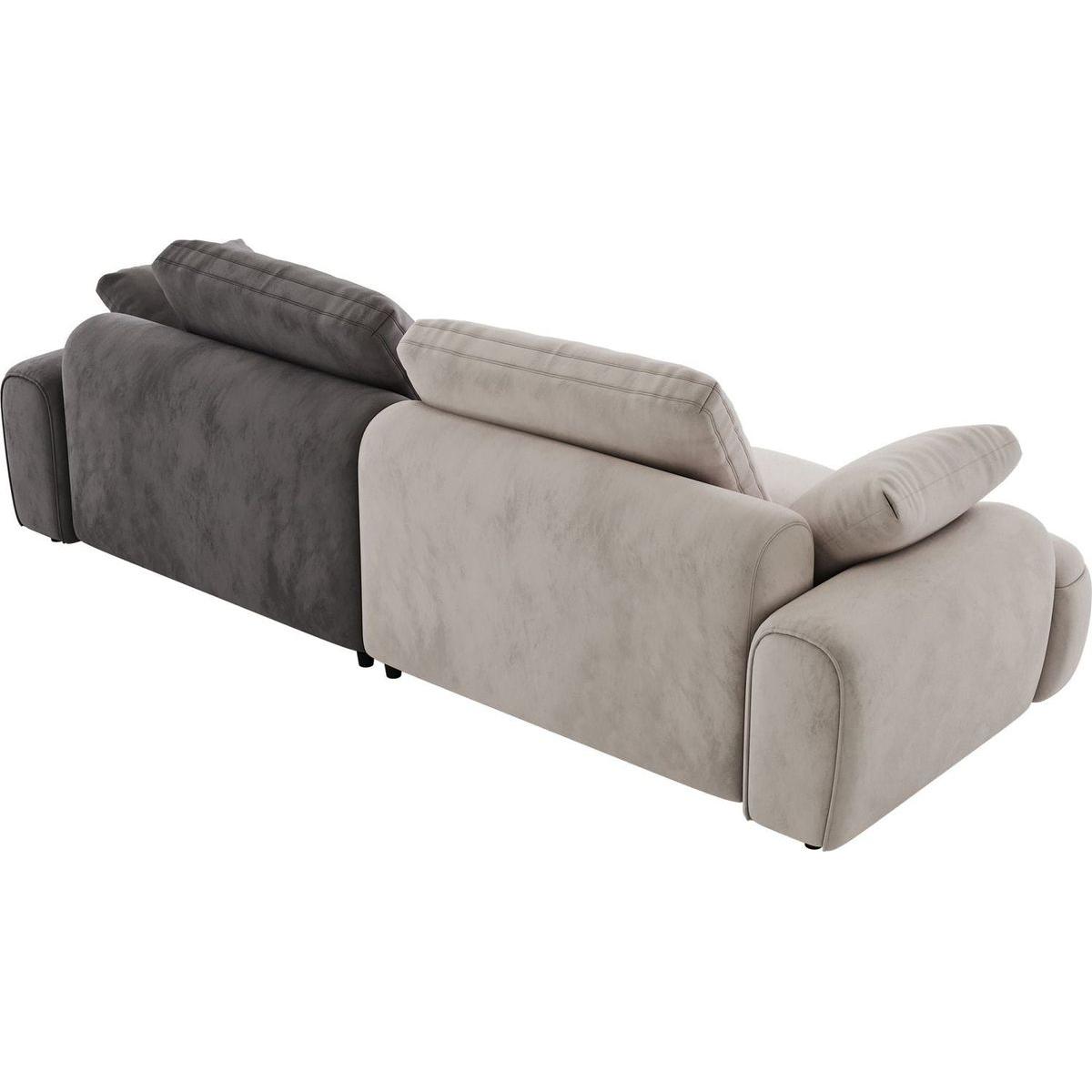 86.6"Large size two Seat Sofa,Modern Upholstered,Beige paired with grey suede fabric