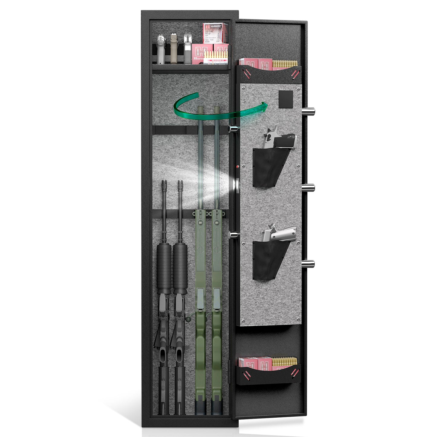 3-4 Gun Safe for Rifles and Pistols,Quick Access Password Gun Safe,High Security Metal Rifle Safe Locker with Removable Shelf and 2 Adjustable Gun Slots