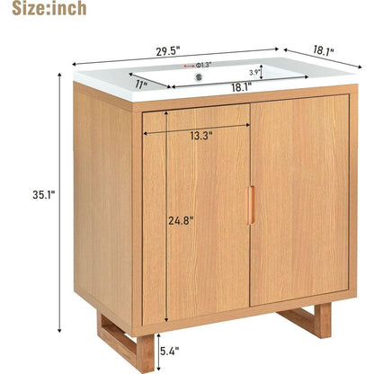 30" Bathroom vanity Set with Sink, Combo Cabinet, Bathroom Storage Cabinet, Solid Wood Frame