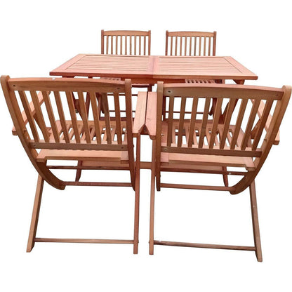 Foldable Patio Dining Set, 4 Folding Chairs & 1 Dining Table, Indoor and outdoor universal,Teak