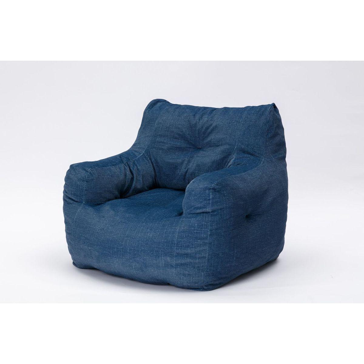 Soft Cotton Linen Fabric Bean Bag Chair Filled With Memory Sponge,Blue