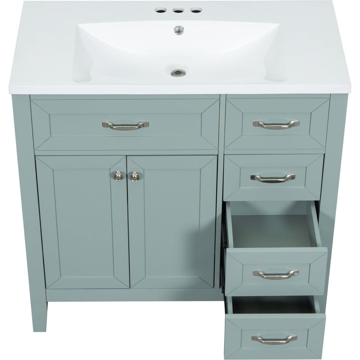 36" Bathroom Vanity with Sink Combo, Green Bathroom Cabinet with Drawers, Solid Frame and MDF Board