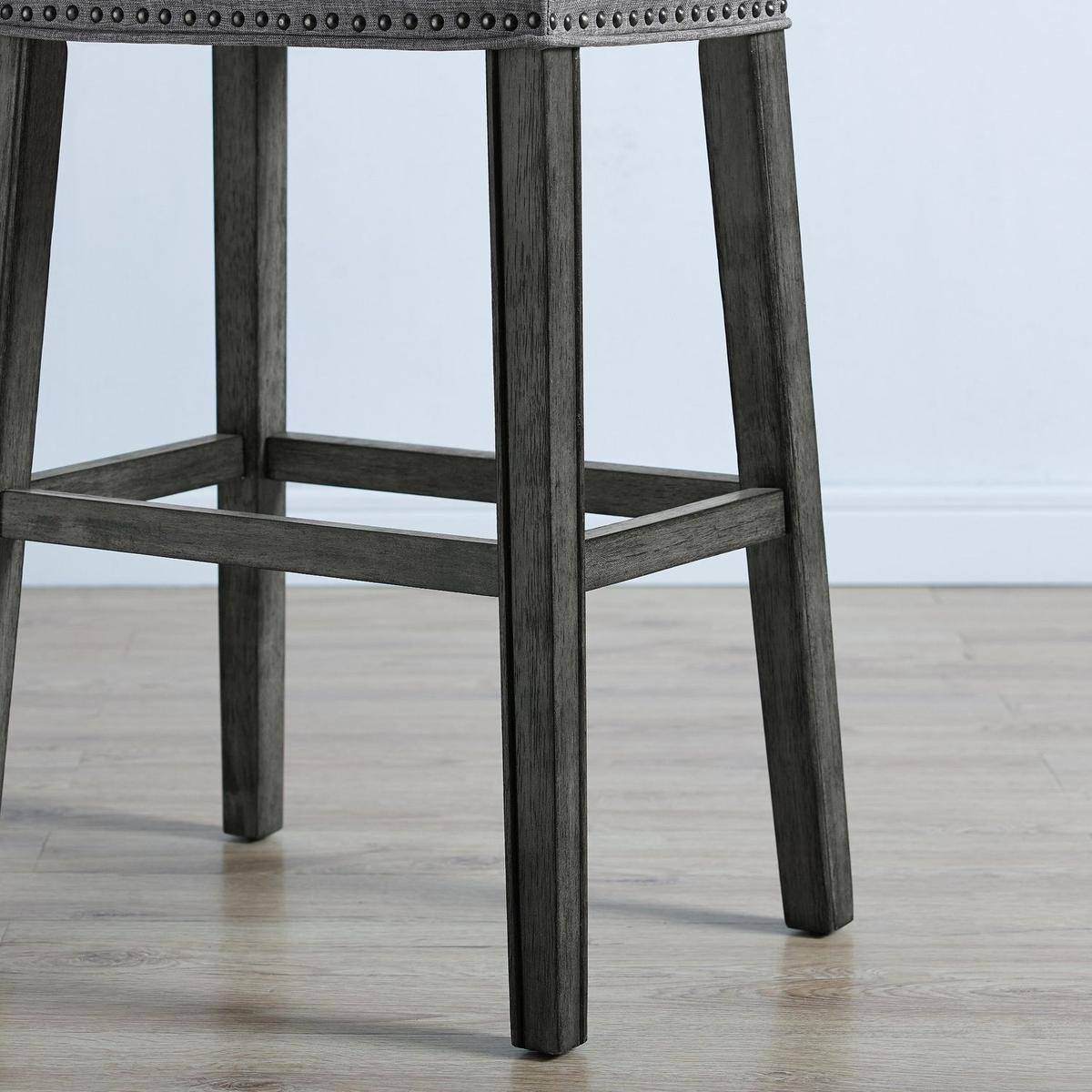 CoCo Upholstered Backless Saddle Seat Bar Stools 29" height Set of 2, Gray