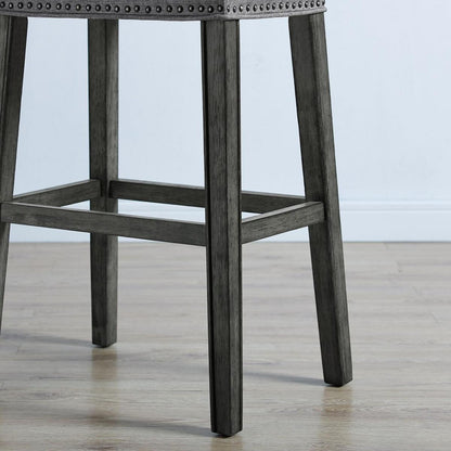 CoCo Upholstered Backless Saddle Seat Bar Stools 29" height Set of 2, Gray