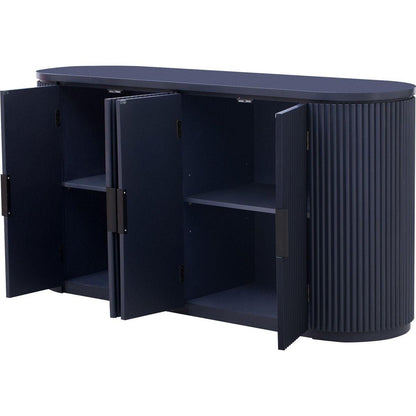 Vertical Striped Door Storage Cabinet with Metal Handles, Adjustable, Suitable for Study, Entryway and Living Room