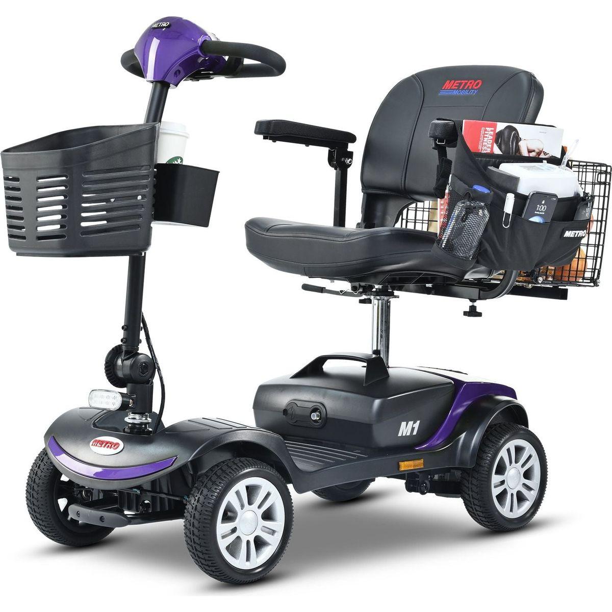 Four wheels Compact Travel Mobility Scooter with 300W Motor for Adult-300lbs, Dark Purple