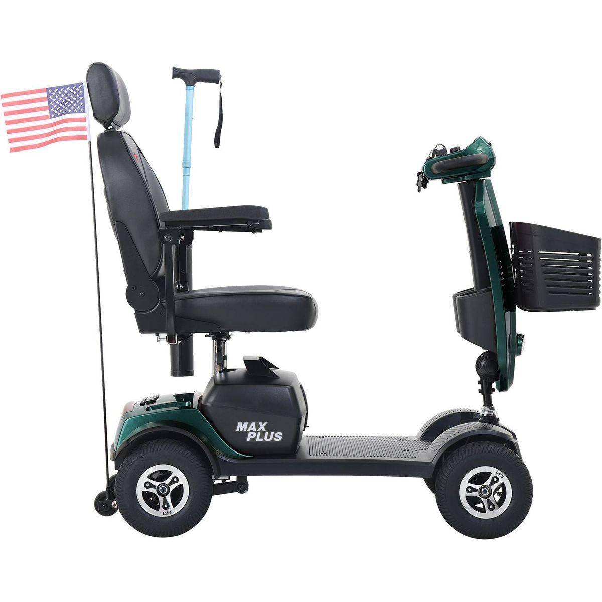 MAX PLUS EMERALD Wheels Outdoor Compact Mobility Scooter with 2pcsx20AH Lead acid Battery, 16 Miles, Cup Holders & USB charger Port