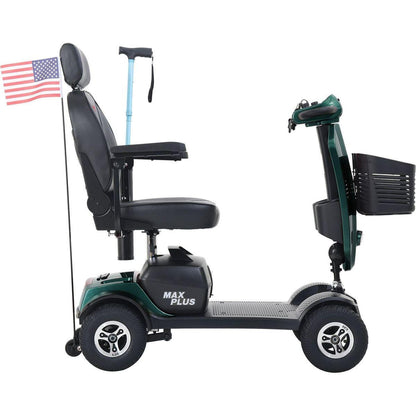 MAX PLUS EMERALD Wheels Outdoor Compact Mobility Scooter with 2pcsx20AH Lead acid Battery, 16 Miles, Cup Holders & USB charger Port
