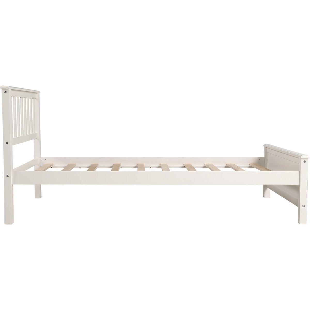 Twin Size Wood Platform Bed with Headboard,Footboard and Wood Slat Support, White