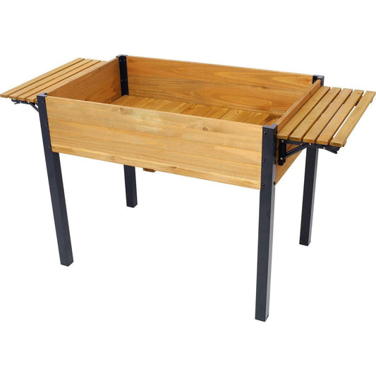 Raised Garden Bed, Metal Leg Wood Planter Boxes with Folding Storage Shelf,Elevated Planter Box for Growing Fresh Herbs, Vegetables, Flowers Great for Outdoor Patio, Deck, Balcony