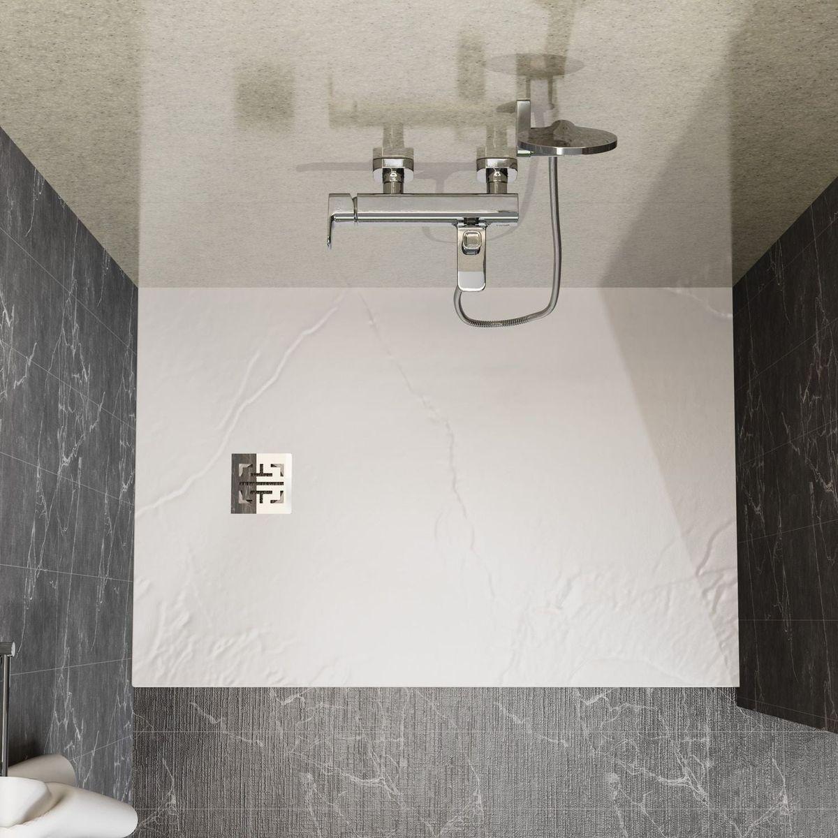 32"x48" White ABS & Acrylic Shower Base with Drain kit and Stainless Steel Cover