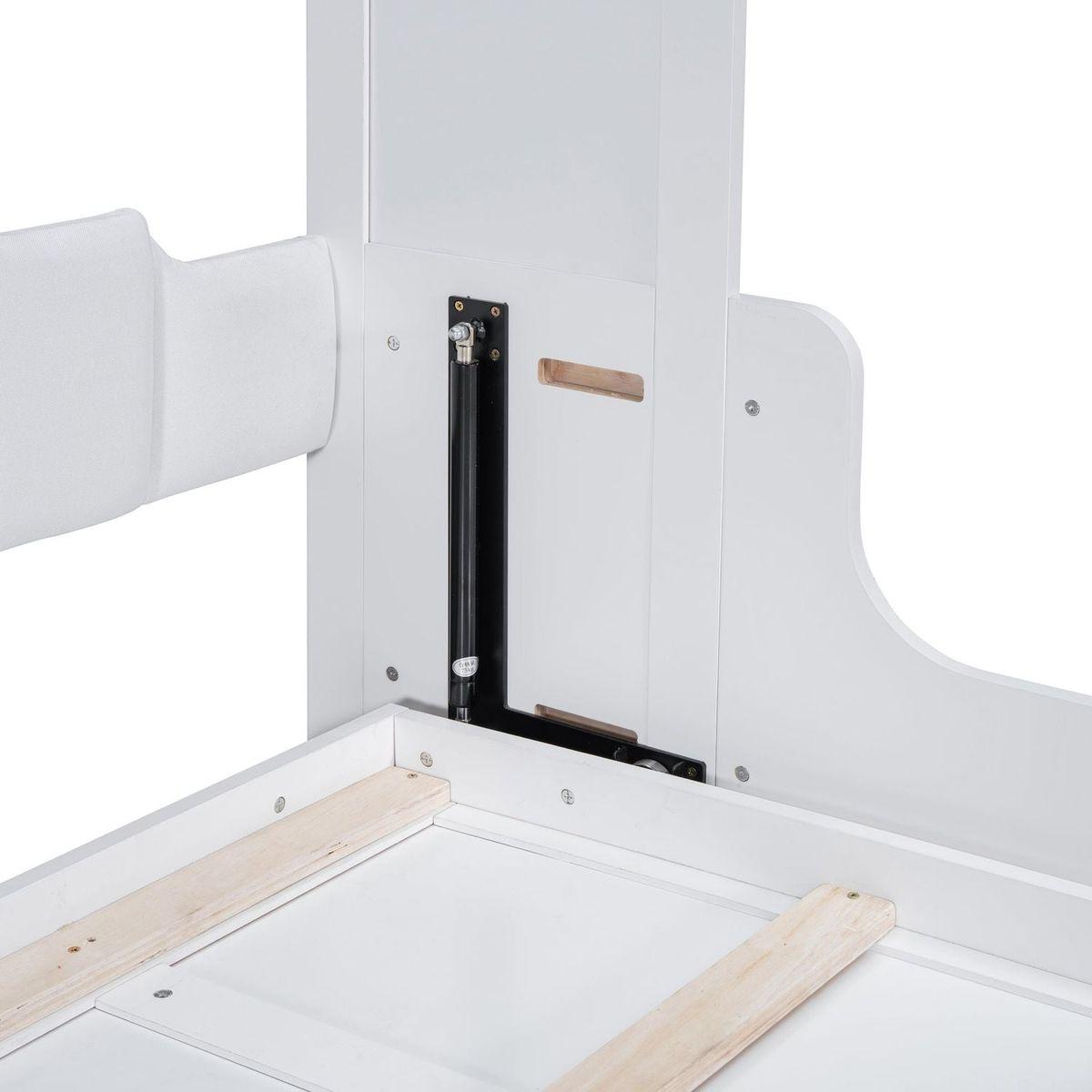 Queen Size Murphy Bed Wall Bed with Cushion,White