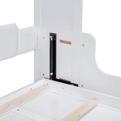 Queen Size Murphy Bed Wall Bed with Cushion,White