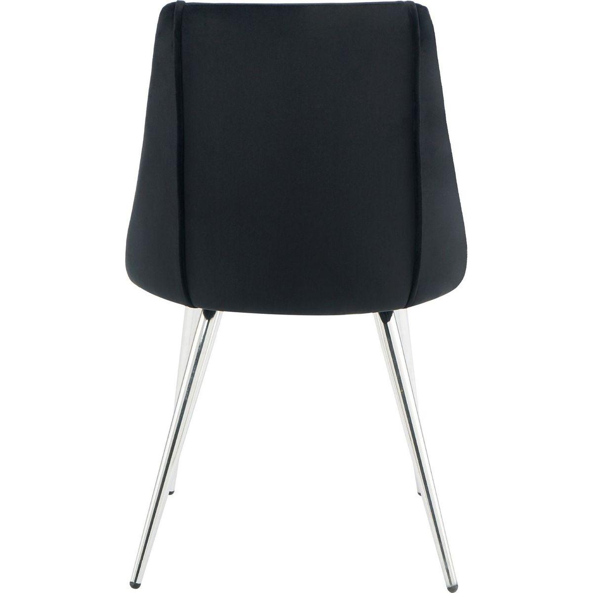 Modern simple velvet black dining chair home bedroom stool back dressing chair student desk chair chrome metal legs(set of 4)