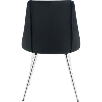 Modern simple velvet black dining chair home bedroom stool back dressing chair student desk chair chrome metal legs(set of 4)