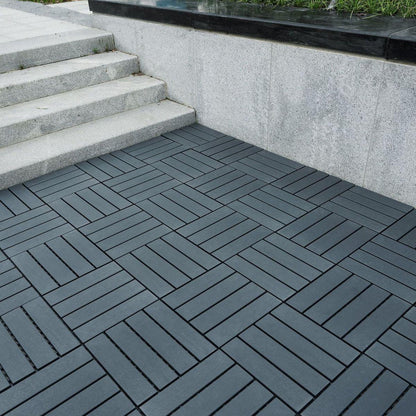 Plastic Interlocking Deck Tiles,44 Pack Patio Deck Tiles,12"x12" Square Waterproof Outdoor All Weather Use, Patio Decking Tiles for Poolside Balcony Backyard, Grey