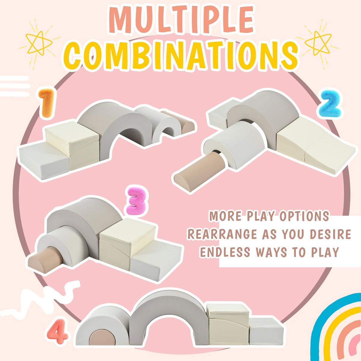 5-Piece Kids Climbing Toys for Toddlers, Foam Climbing Blocks for Babies, Kids Crawling and Climbing Indoor Active Play Structure - Streamdale Furniture