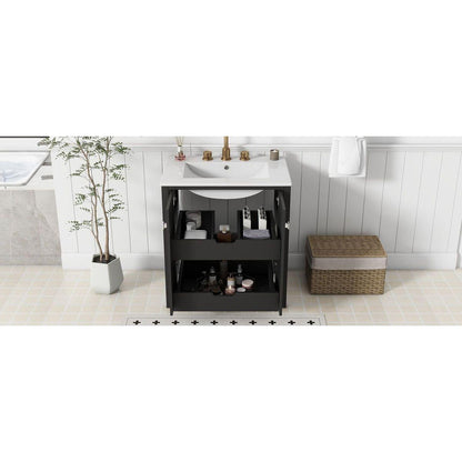 30inch Freestanding Bathroom Vanity Combo with Ceramic Sink Shaker Style Vanities -2 Doors and 2 Drawers