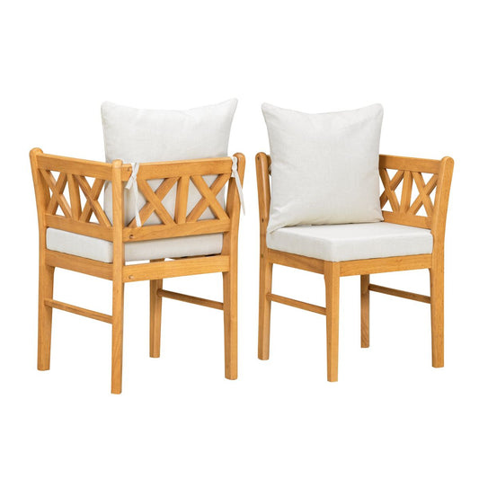 Farmhouse Modern Dining Corner Chairs Set of 2 with Handwoven Rattan Backrests and Solid Wood Legs