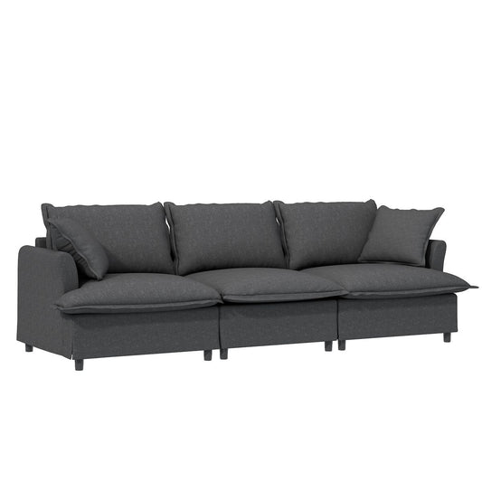 Modular Chenille Sectional Couch Sofa Set with Upholstered 3 Seater and 2 Armchairs in Gray